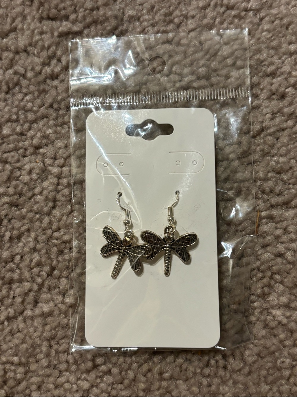 Dragonfly Dangle Earrings - Silver Tone